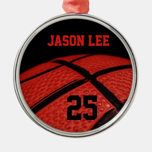 Basketball Close_up custom name number Metal Ornament