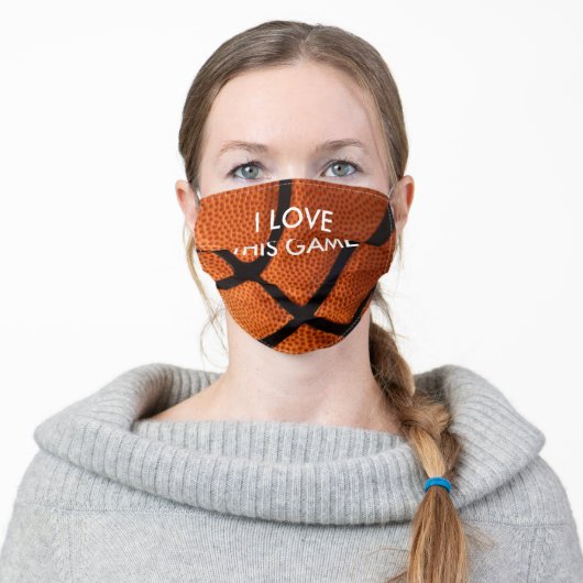 Basketball Close-up - Popular Sports Art Adult Cloth Face Mask (Worn)