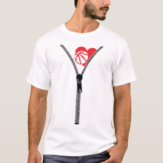 basketball closing eclair zipper 1 heart love T-Shirt