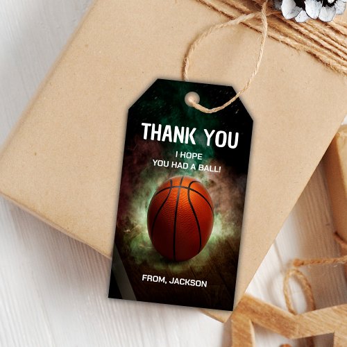 Basketball Cloud Birthday Gift Tags