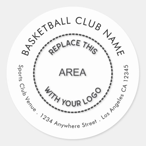 Basketball Club Custom Logo Return Name Address   Classic Round Sticker