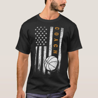 Basketball Coach American Flag Basketball Trainer T-Shirt
