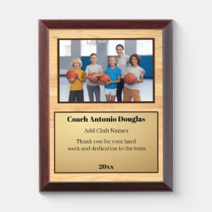 Basketball Coach Award   Custom Team Photo & Text Plaque