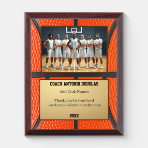 Basketball Coach Award   Custom Team Photo & Text Plaque