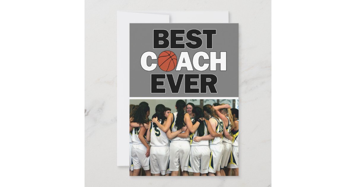 Basketball Coach Best Ever Custom Photo Thank You Card | Zazzle