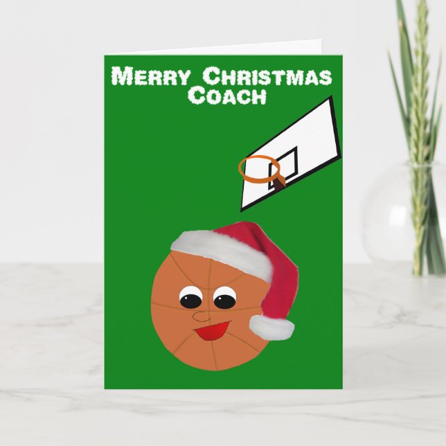 Basketball Coach Christmas Holiday Card (Front)