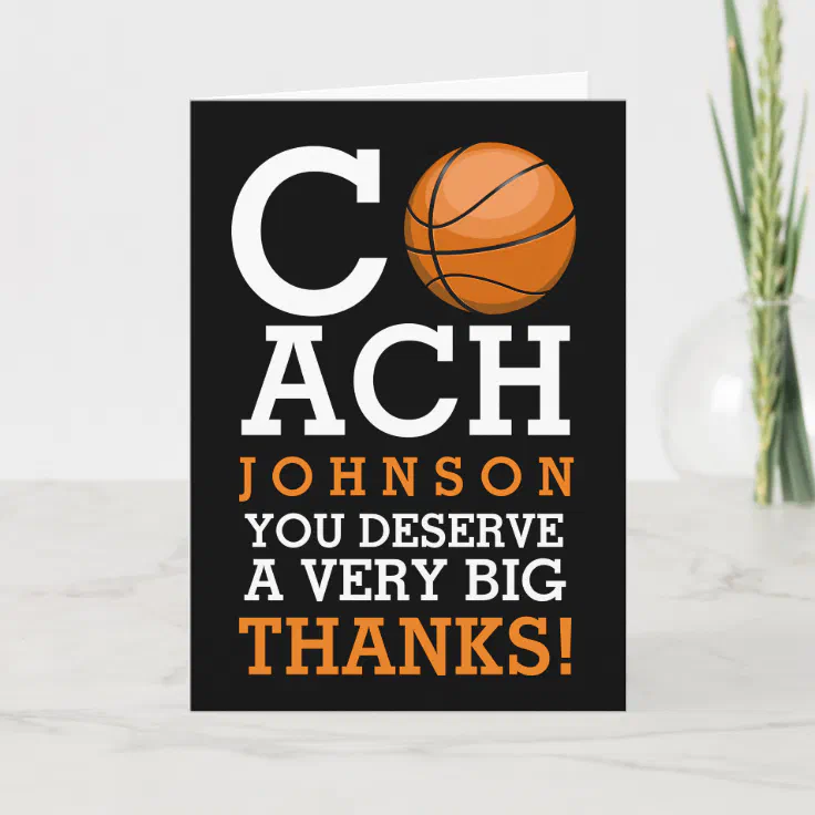 Basketball Coach Custom Bold Thank You | Zazzle