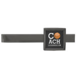 Basketball Coach Custom Name Black Tiebar Gunmetal Finish Tie Bar