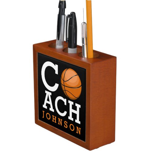 Basketball Coach Custom Name Pencil Holder