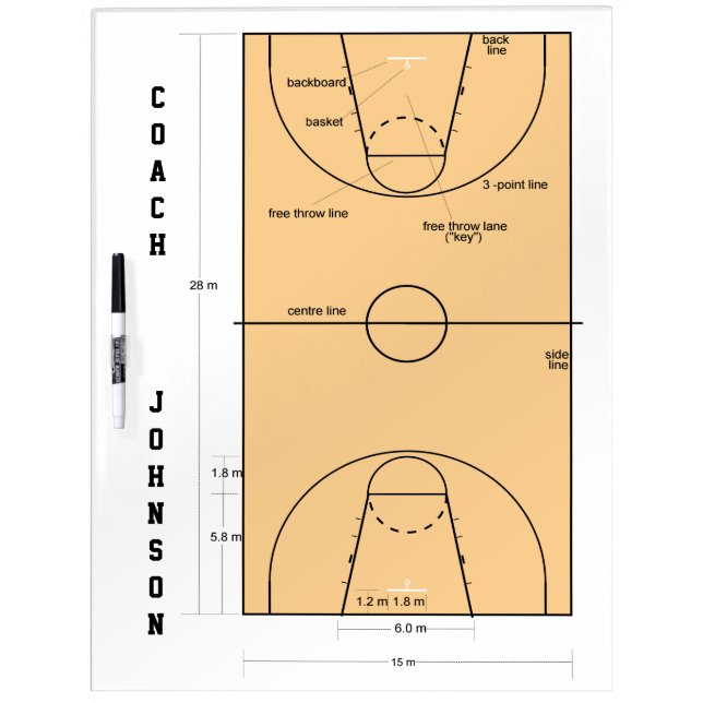 Basketball Coach Dry Erase Board (Front)