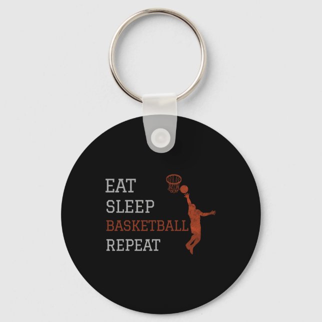 Basketball Coach Eat Sleep Basketball Repeat Baske Keychain (Front)