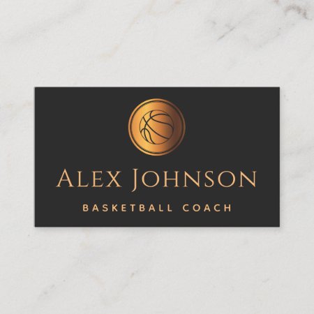 Basketball Coach Elegant Gold Modern Creative Ball Business Card
