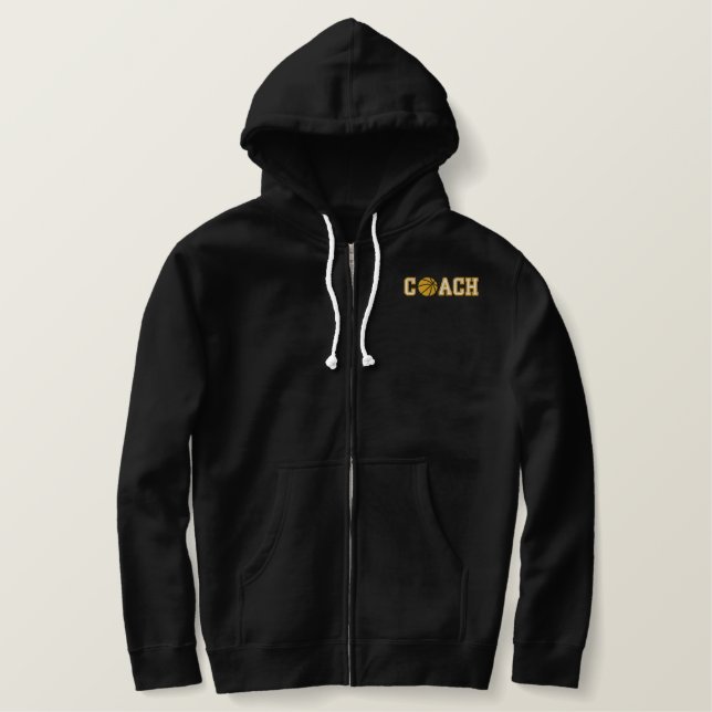 Basketball Coach Embroidered Hoodie (Design Front)