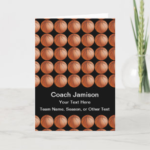 Basketball Coach from Team, Black, Blank Inside Letterpress Thank You Card