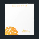 Basketball Coach From the Desk of Personalized Notepad<br><div class="desc">Personalized Orange Basketball From The Desk of Coach Notepad. A modern and trendy watercolor basketball design in the bottom corner. Orange text at the top of this note states "From the desk of". Personalize with your favorite coach's name at the bottom. A thoughtful custom gift for your basketball coach.</div>