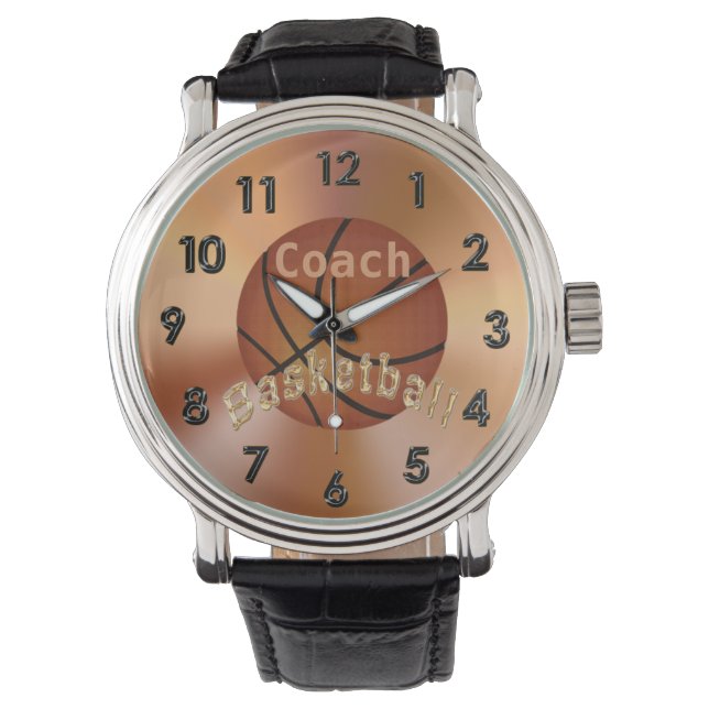 Basketball Coach Gift Ideas Men PERSONALIZED Watch (Front)