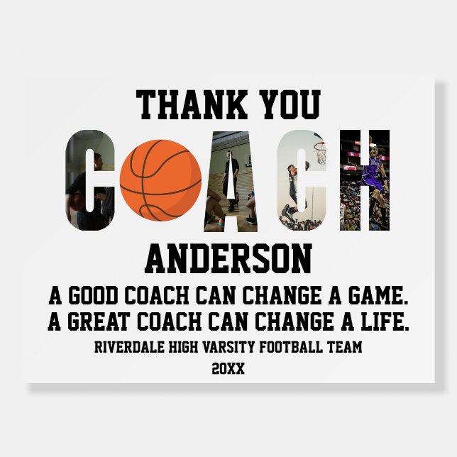 Basketball Coach Gift Ideas Thank You Team Poster (Front)