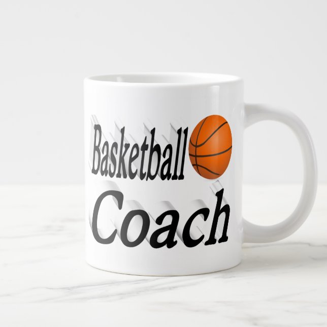 Basketball Coach half text Giant Coffee Mug (Right)