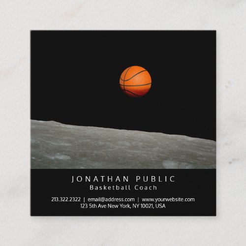 Basketball Coach Instructor Elegant Luxury Square Business Card