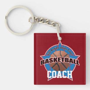 Basketball Coach Life Begins Keychain