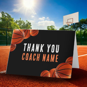 Basketball Coach Name  Letterpress Thank You Card
