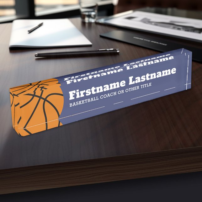 Basketball Coach or Physical Education Teacher Desk Name Plate (Personalized Sports Name Plate - Great for a Coach)