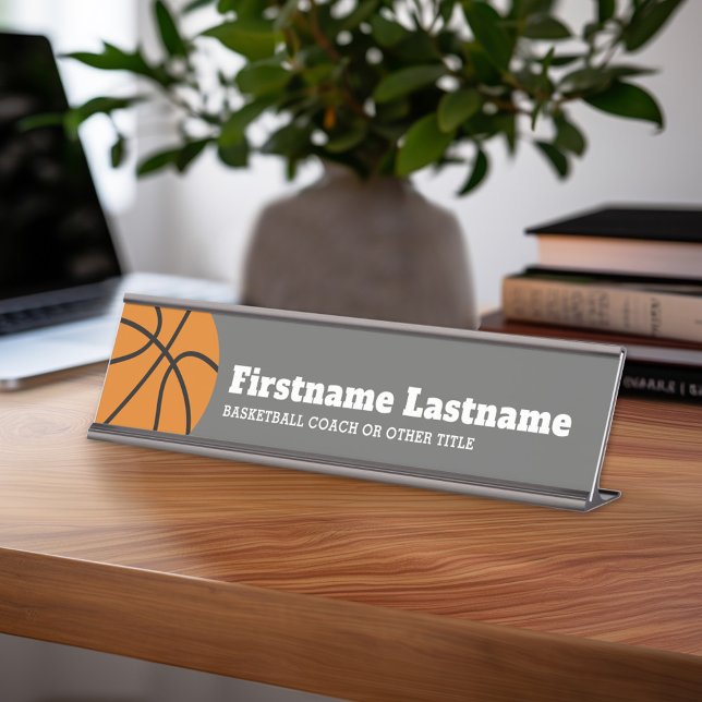 Basketball Coach or Physical Education Teacher Desk Name Plate (Personalized Sports Theme Desk Name Plate - Great Coach Appreciation Gift or Locker room Decor)