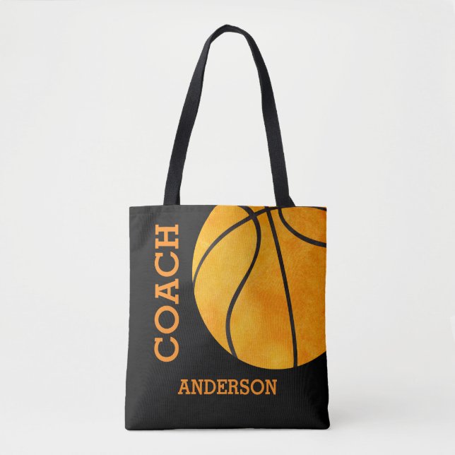 Basketball Coach Personalized Sports Vintage Retro Tote Bag (Front)