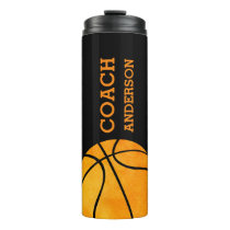 Basketball Coach Personalized Trendy Modern Orange Thermal Tumbler