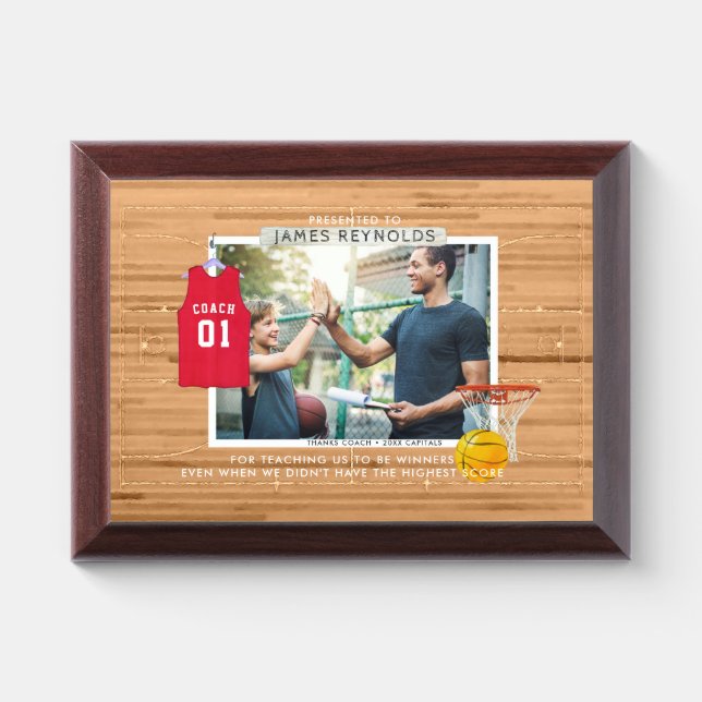 Basketball Coach Photo Award Plaque (Horizontal)