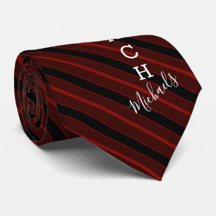 Basketball Coach Signature Name Red Striped Tie