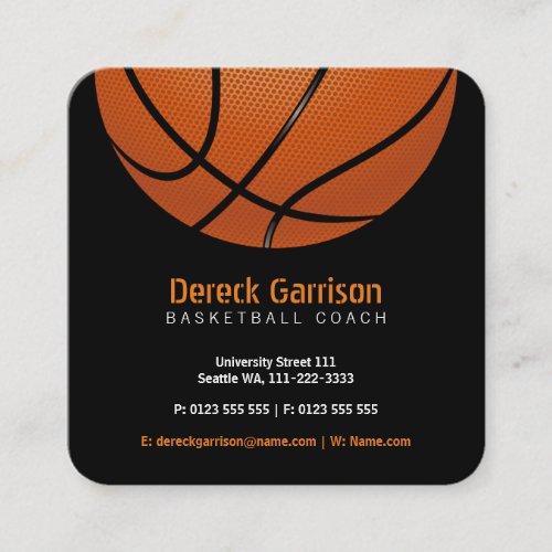 Basketball Coach  Sport Square Business Card