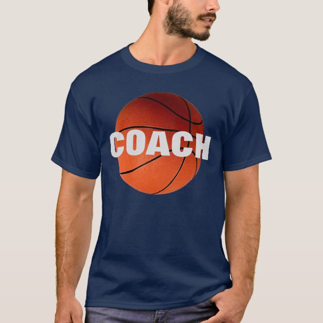 Basketball Coach T-Shirt - Navy Blue Color (Front)