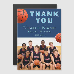 Basketball Coach Team Name Photo Magnet Card