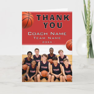 Basketball Coach Team Name Photo Thank You Card