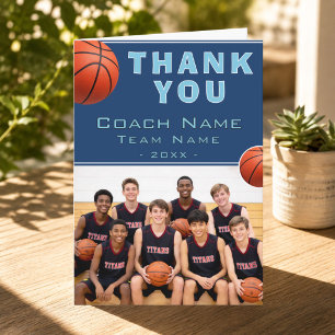 Basketball Coach Team Name Photo Thank You Card