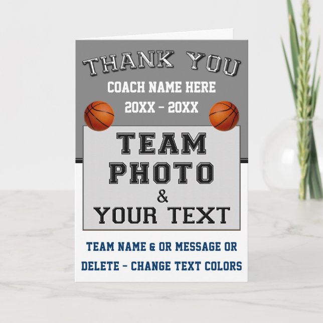 Basketball Coach Thank You Card, Personalized Card (Front)