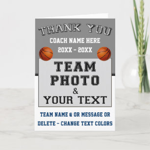 Basketball Coach Thank You Card, Personalized Card
