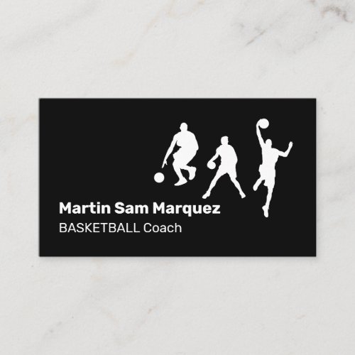 Basketball Coach Trainer Black and White Business Card