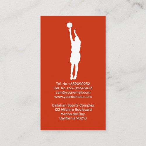 Basketball Coach Trainer Red Orange Business Card