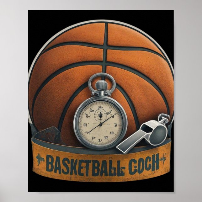 Basketball Coach Whistle Stopwatch  Poster (Front)
