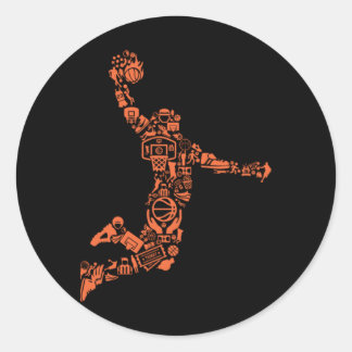 Basketball Collage Classic Round Sticker