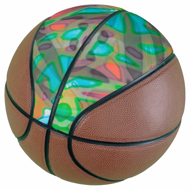 Basketball Colorful Stained Glass (Angled)