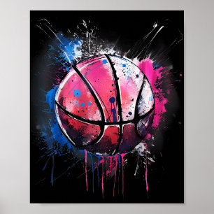 Basketball Colourful Watercolor Artwork Basketball Poster