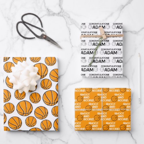 Basketball Congratulations Wrapping Paper Sheets 