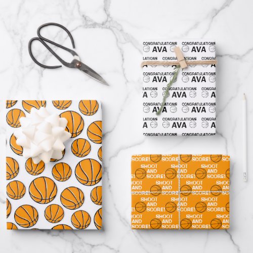 Basketball Congratulations Wrapping Paper Sheets 