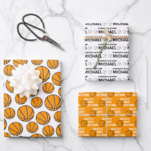 Basketball Congratulations Wrapping Paper Sheets