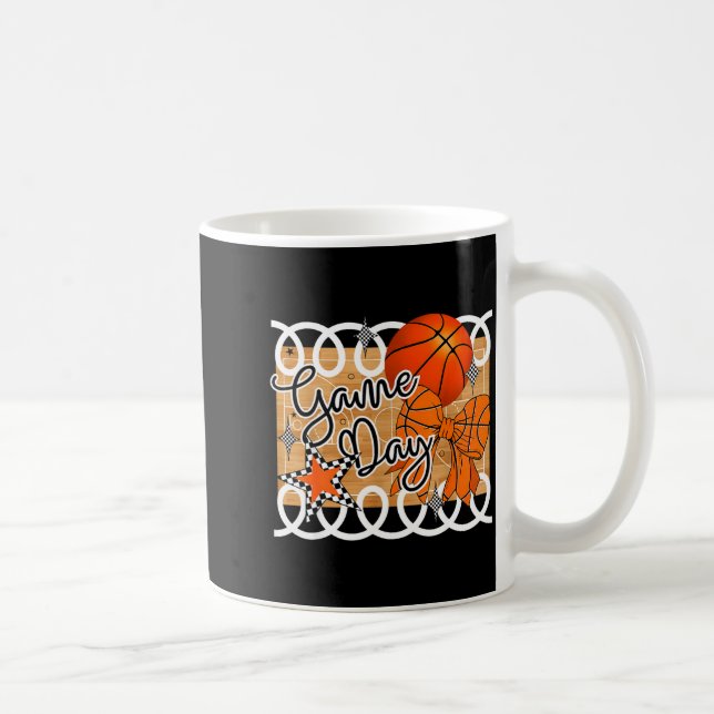 Basketball Coquette Bow Game Day Women Girl  Coffee Mug (Right)