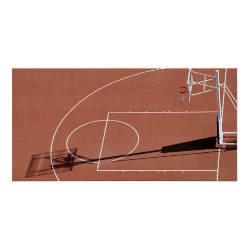 Basketball court aerial photo poster