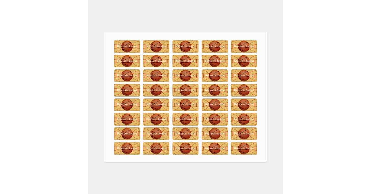 Basketball Court Ball Design Name Tags Labels | Zazzle